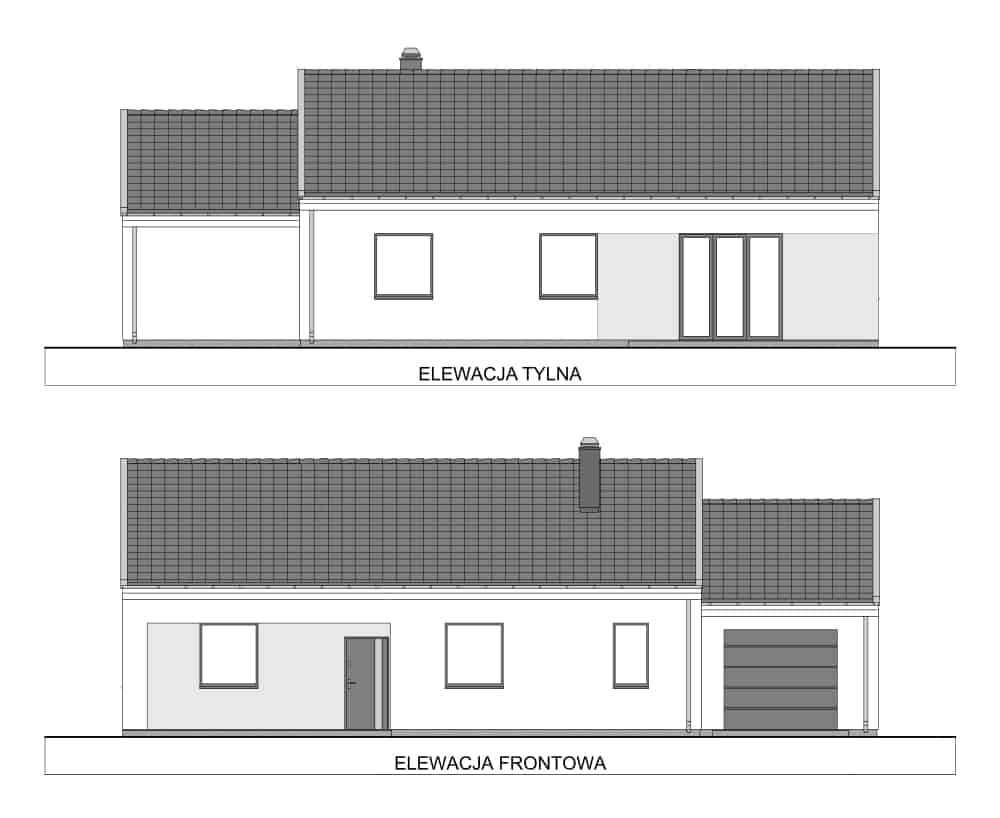 Dom w Zbrudzewie rzut elewacja 1 5-9